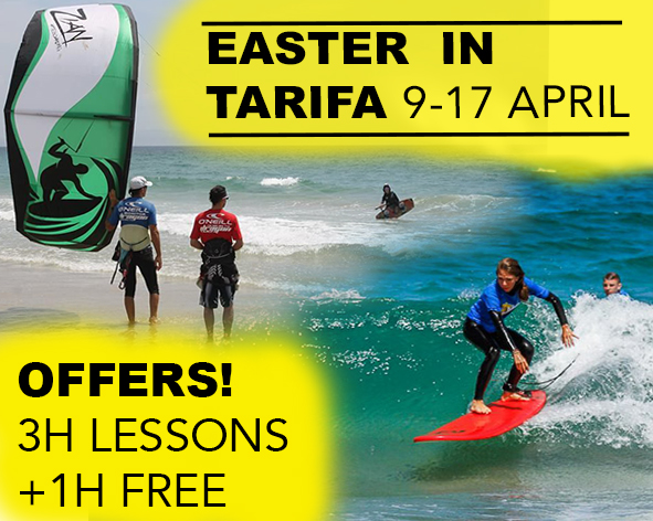 Easter in Tarifa, kitesurfing and surfing.